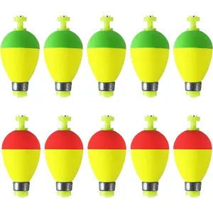 Fishing Bobbers Floats,10 Packs Weighted Bobbers for Fishing Foam Snap-on Fishing Floats Ball Oval Slip Bobbers for Fishing Bluegill Crappie Panfish Bass Trout