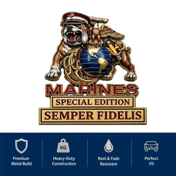 Marine Corps Special Edition 3D Metal Car Emblem, Semper Fidelis Vehicle Badge for Truck, SUV & Car,The most perfect Marine Corps birthday, Veterans Day, and Christmas gift