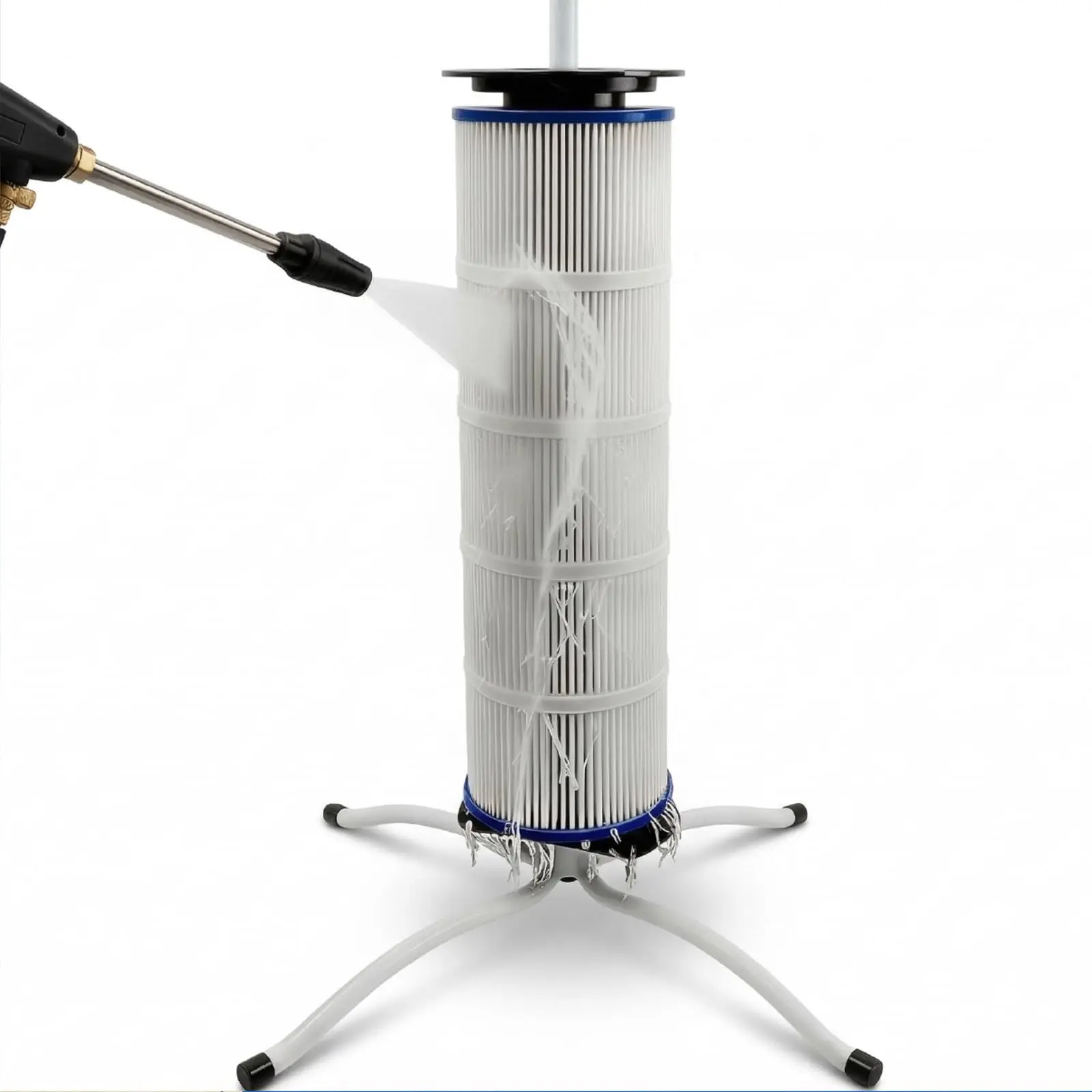 YARDOVA Pool Filter Cleaner Stand for Cartridge Filters, Upright Holder with Smooth Spin Bearing, Fits 3"/4"/6" Center-Hole Filters up to 35", Stand Only