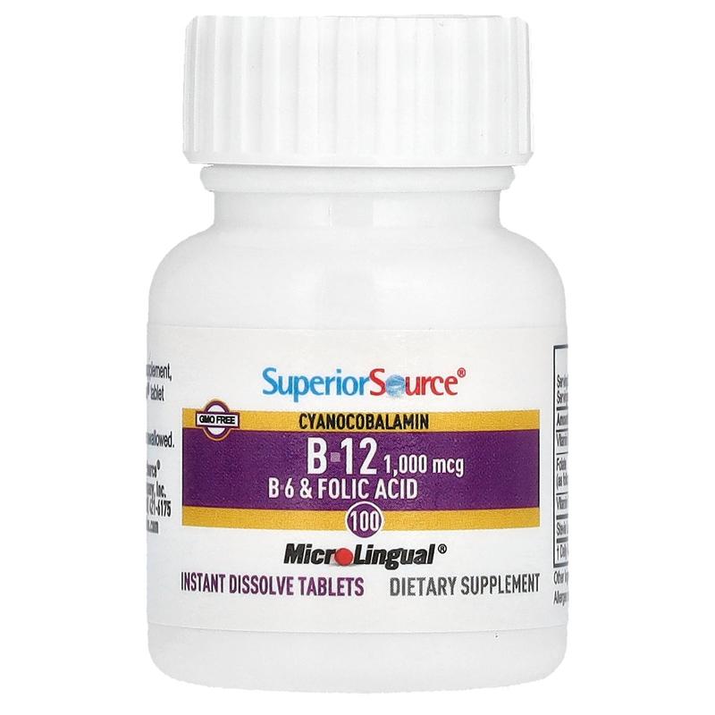 Superior Source Cyanocobalamin B-12, B-6 & Folic Acid, 100 MicroLingual® Instant Dissolve Tablets