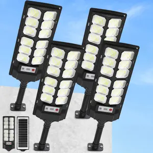 Newest Solar Street Light IP65 Waterproof Eco-Friendly Lighting with Motion Sensor & Remote Control 360 SMD LEDs Adjustable Angle Dusk to Dawn for Commercial Areas