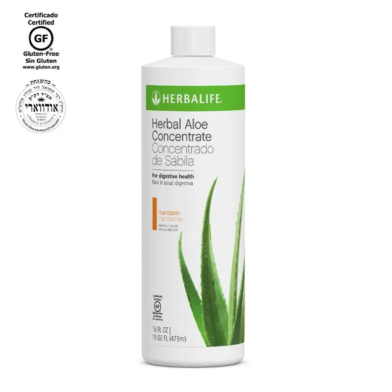 Herbalife Herbal Aloe Concentrate Mandarin Pint Aloe Vera Drink Concentrate Citrus Flavor Daily Hydration Beverage Gluten Free Liquid Dietary Supplement Water Enhancer Wellness Beverage Refreshing Aloe Drink Liquid Concentrate 16.9 Fl Oz