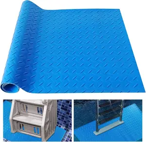 Large Swimming Pool Ladder Mat 36"x48" Protective Non-Slip Pool Step Pad with Texture Protective Ladder Pad for Above Ground Swimming Pools Liner and Stairs (Blue)