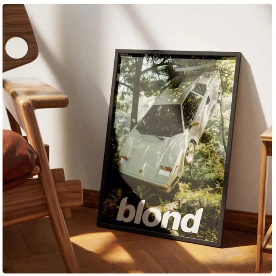 Frank Ocean Blond Lamborghini Artistic Waterproof Canvas Poster - Unframed Album Aesthetic Print, Nostalgic Photos Vintage Car Forest Wall Decor, Unique Decor Home Inspo Wardrobe Bedroom Gift