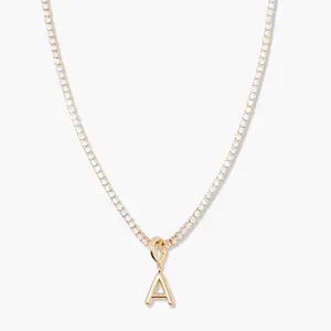 Isabella Mini Initial Tennis Necklace in Gold
