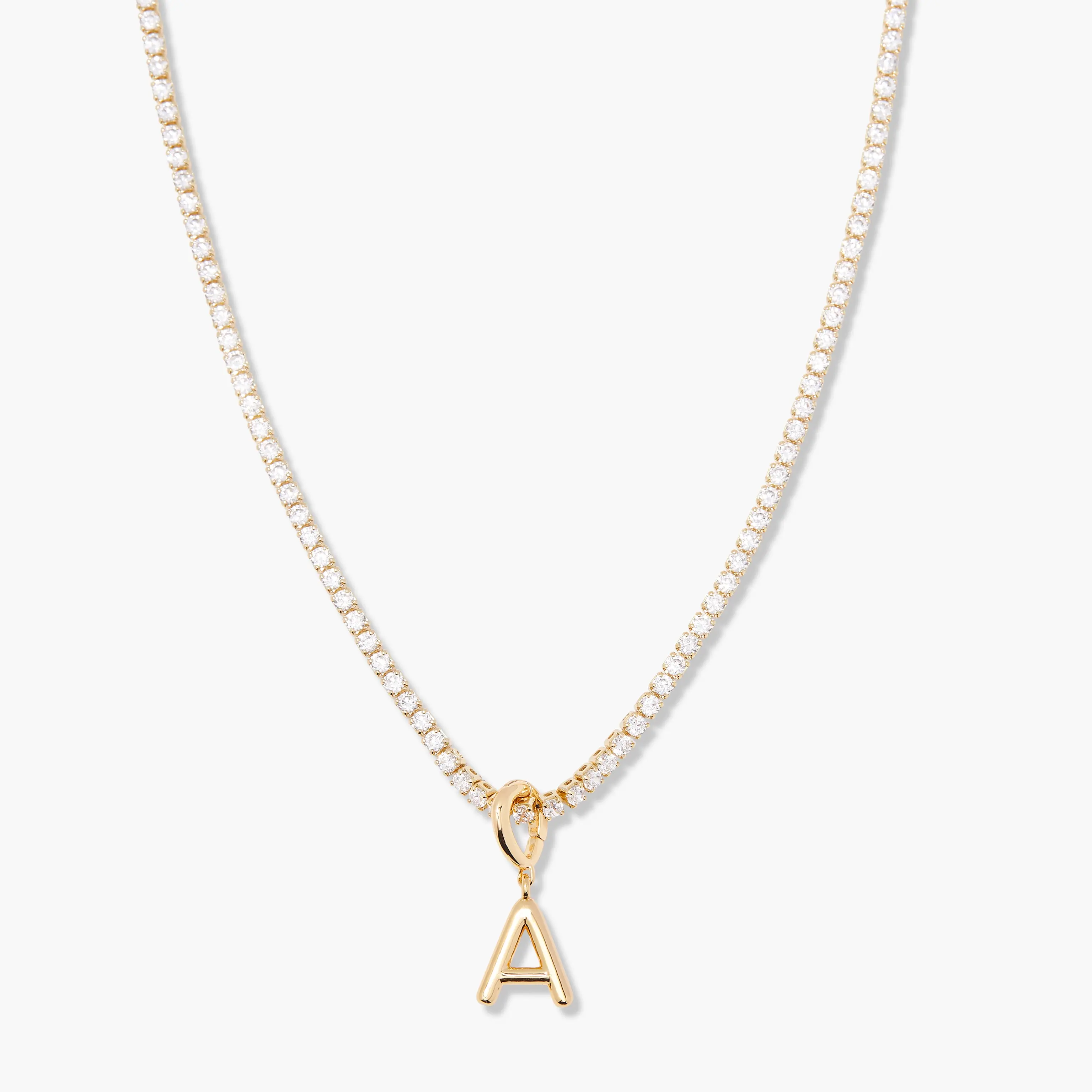 Isabella Mini Initial Tennis Necklace in Gold