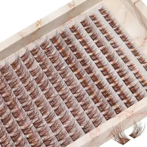 Brown Lash Clusters Natural Lash Extensions Wispy Eyelash Clusters 154 Pcs C-Curly Lashes Clusters for Everyday Wear Beginner Friendly Dark Brown