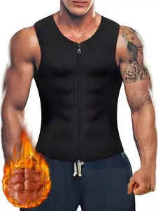 Men Sauna Vest Sweat Waist Trainer Compression Body Shaper Sauna Sweat Vest Zipper Hot Neoprene Tank Top Corset Sauna Shirt Workout Sports Clothing