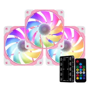 Vetroo SA-140 Pink ARGB Fan 3-Pack - 140mm PWM Cooling Fans with Motherboard Sync, Low-Noise 1200 RPM Hydraulic Bearing, Includes RGB Controller for PC Case/CPU/Radiator