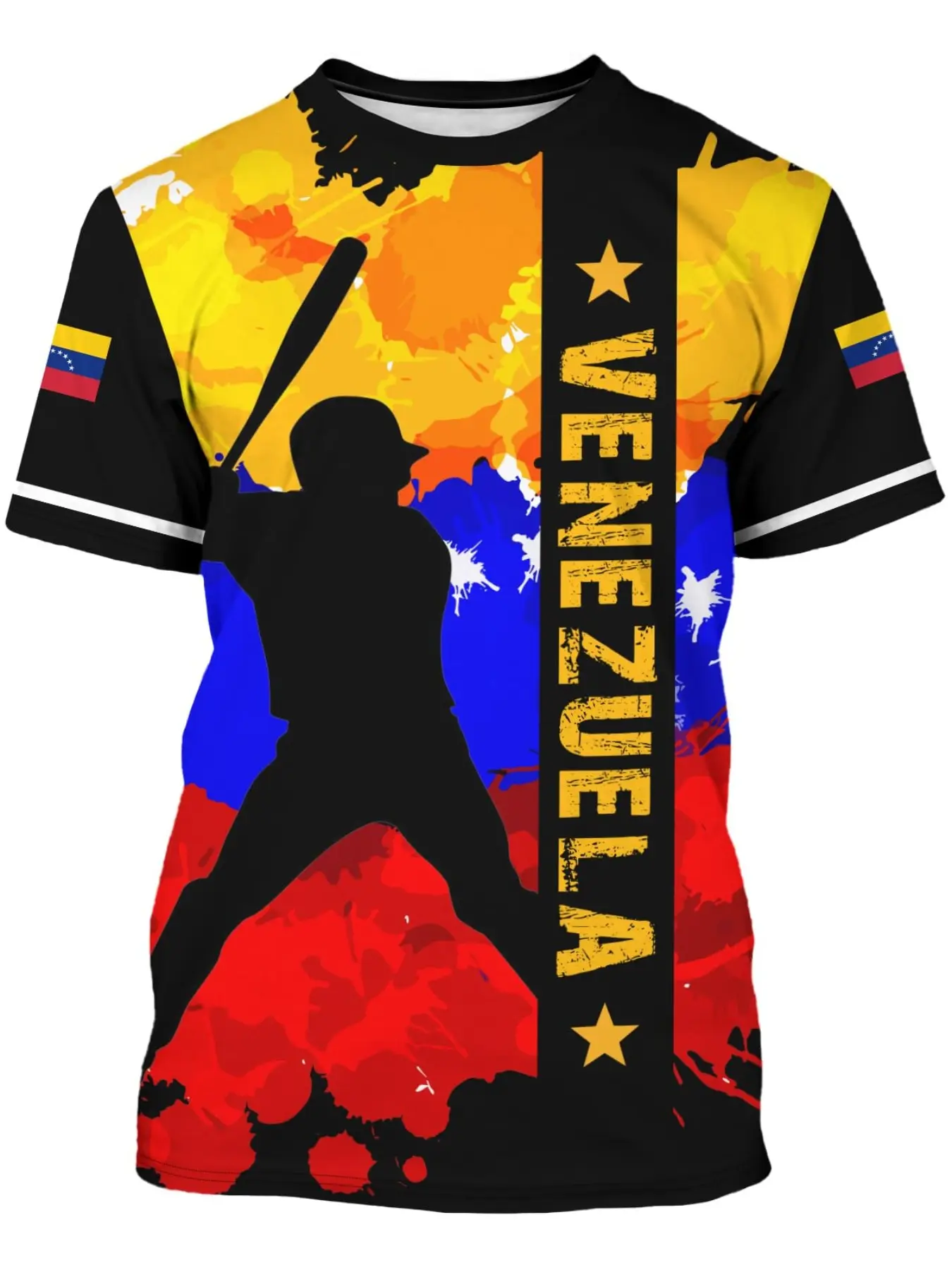 Venezuela Flag Print Unisex T-Shirt, Football Jersey, Football Tee, Patriotic Short Sleeve Casual Top, Casual Sporty Top, Summer Wear, Multiple Colors, Ethnic Pattern