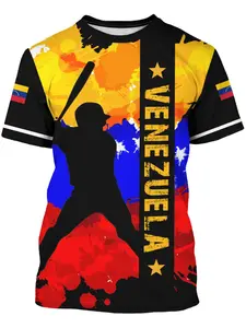 Venezuela Flag Print Unisex T-Shirt, Football Jersey, Football Shirts, Patriotic Short Sleeve Casual Top, Sports Top, Summer Wear, Multiple Colors, Ethnic Pattern