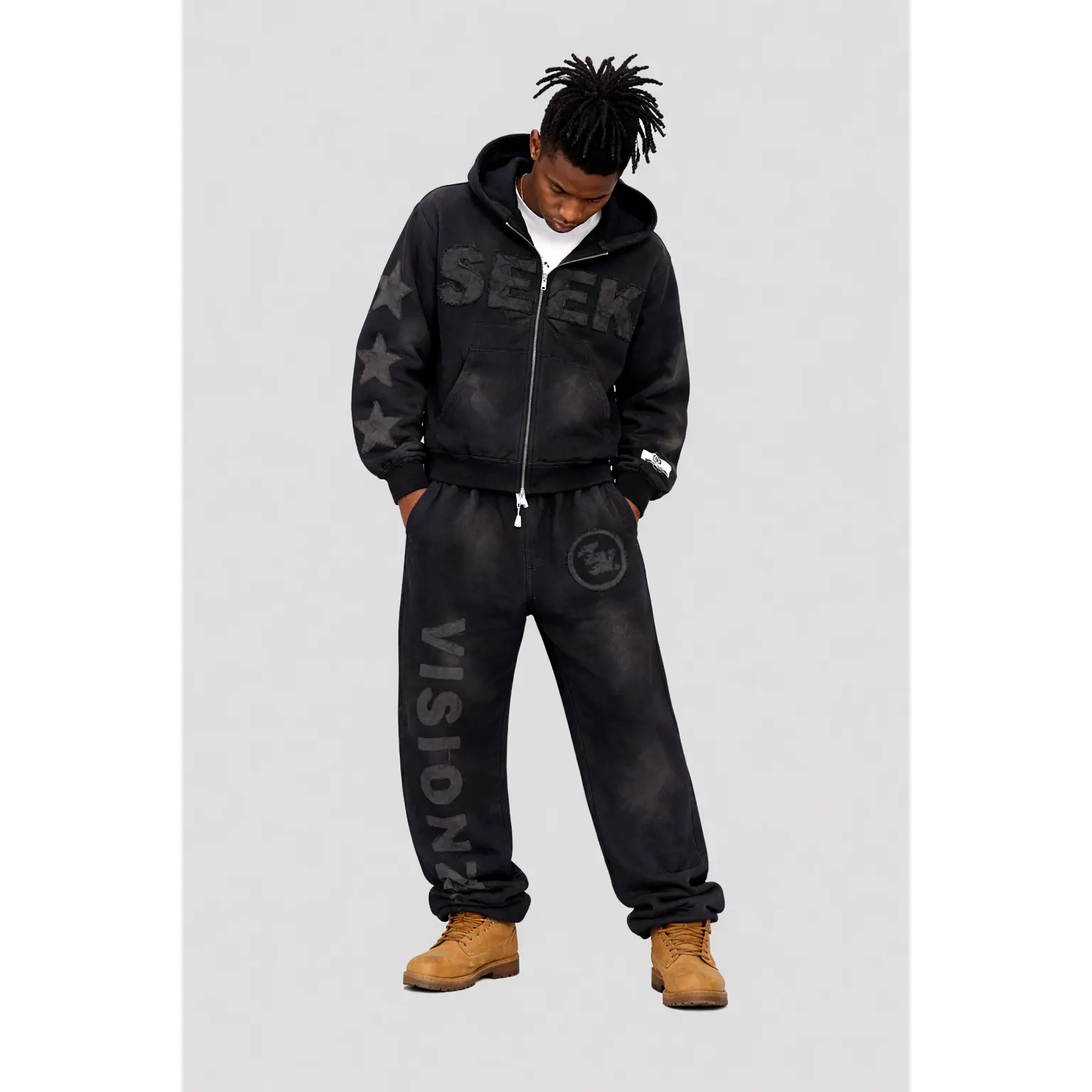 SEEK VISIONZ SET - Hoodie & Pants with Bold Prints, Long Sleeve