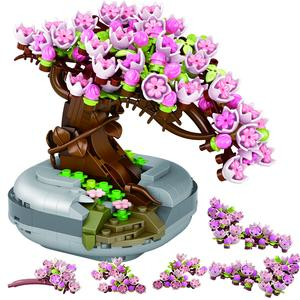 Adult building blocks-cherry tree building toys, bonsai plant collection toy building blocks set, plants and flowers DIY home decor, gifts for women and children (not compatible with Lego)