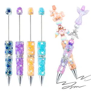 4 PCS Rhinestone Chain Love Bead Pen rhinestone pen Creative DIY Luminous Snowflake Rhinestone Heavy-Duty Full Rhinestone Beauty Essential Bling beadable item bead cute journalling pen ballpoint pen tween girl gift
