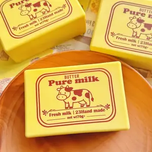 Cute Butter Block Squishy Toy, Slow Rising Pure Milk Themed Squeeze Fidget Toy, Realistic Food-Shaped Stress Relief Toy for Kids, Party Favors, and Sensory Play