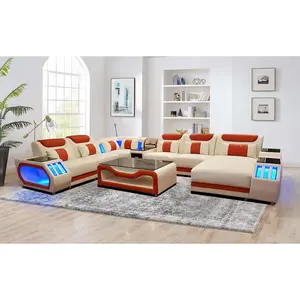 Omont Large Modern Leather Sectional with Console | Futuristic Furniture