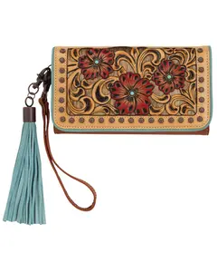 M & F Western Women's And Lorelei Floral Tooled Wristlet Clutch Wallet - A770005908