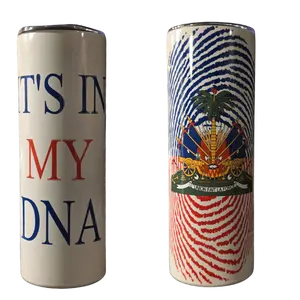 Haiti Flag Tumbler: It's In My DNA, Fingerprint Haitian Flag Pride 20oz
