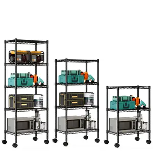 Adjustable Heavy Duty Metal Storage Shelving, Rolling Utility Rack for Garage, Pantry, Basement, Kitchen, Closet & Workshop Organization Adjustable Heavy Duty Metal Storage Shelving, Rolling Utility Rack for Garage, Pantry, Basement, Kitchen, Closet & Workshop Organization