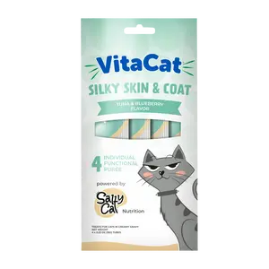 VitaCat by Salty Cat Silky Skin & Coat Functional Cat Treats, 4 x 15g Tubes (12 Packs)