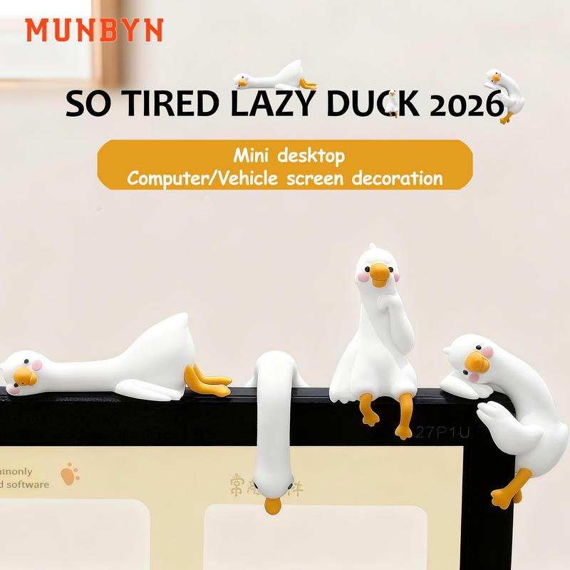 MUNBYN So Tired Lazy Duck Mini Desk Accessories 2026 New Desk Ornaments Work Partner 3pcs/set Perfect Desktop Decorations for Computer Screens, Office, and Home Decor Black Friday Christmas Gifts