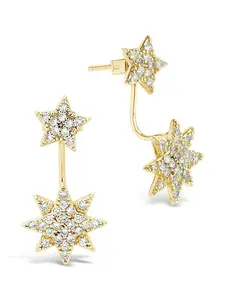 CZ Starburst Jacket Earrings
