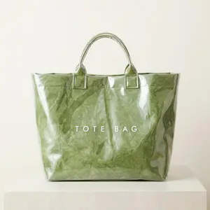 Glossy PVC Tote Bag for Women, Vibrant Style Waterproof Large Capacity Shoulder Bag, Lightweight Beach & Shopping Handbag