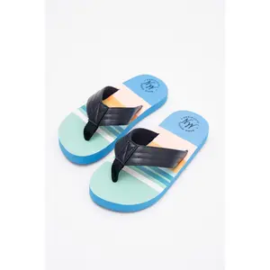 Blue Striped Flip Flops