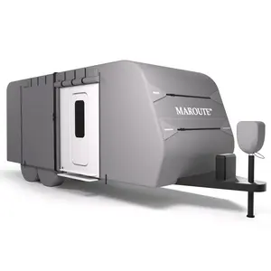 Garvee Motorhome Cover, 7.6 - 9.2 m, Travel Trailer Cover, UV-resistant and Waterproof, with Windproof Straps, Tire Covers, Gutter and Tongue Jack Covers for Motorhome, Camping