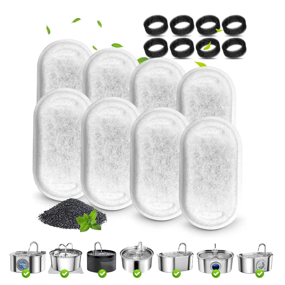 Water Fountain Filter, 8/24pcs Replacement Pet Water Fountain Filter Set, without Fountain, Compatible with Multiple Machines