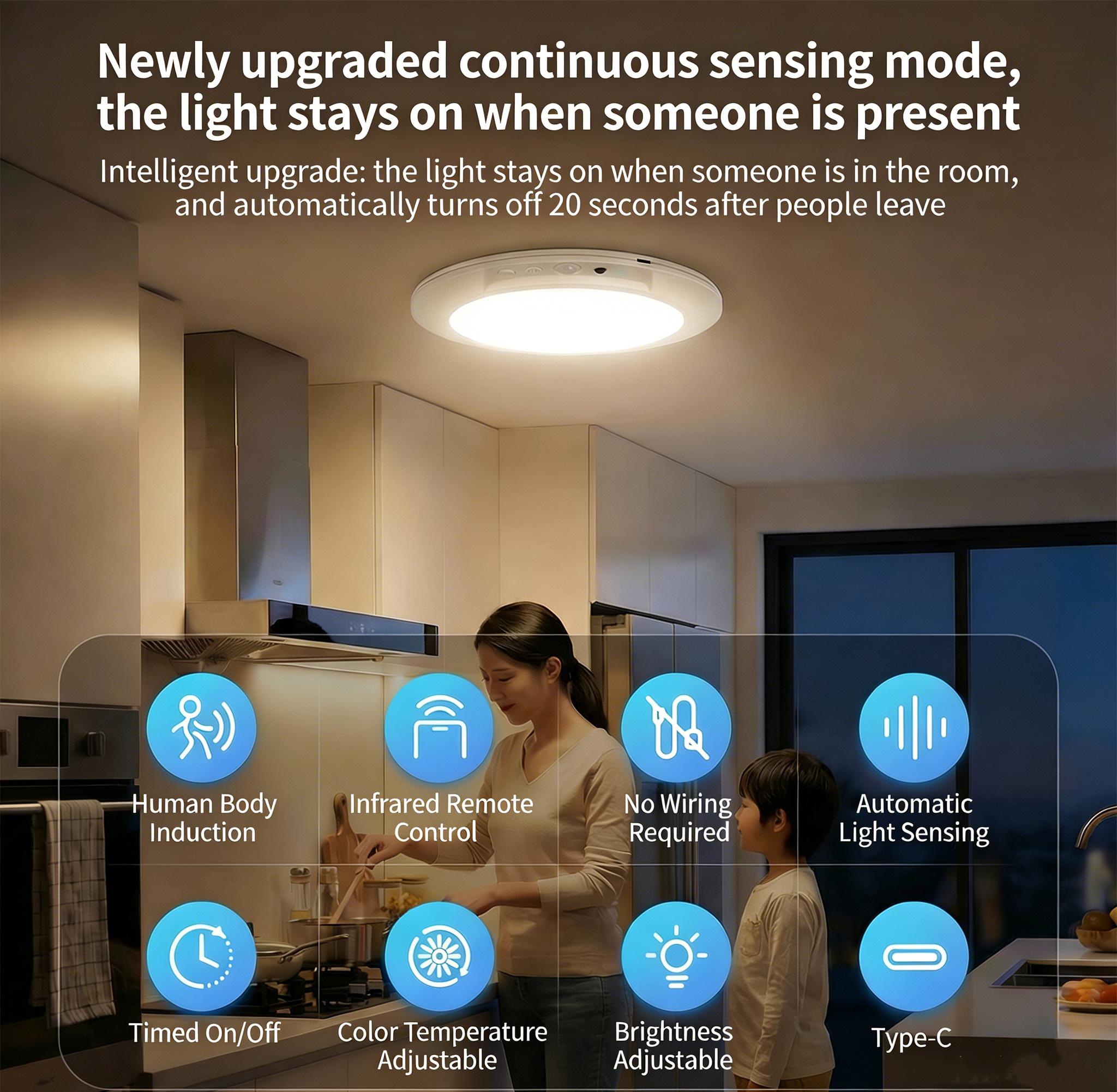 1/2-Pack Rechargeable Motion Sensor Ceiling LED Lights, 3 Color Modes with Remote Control - Magnetic Wireless Ceiling Lights for Closet, Stairs, Garage 1/2-Pack Rechargeable Motion Sensor Ceiling LED Lights, 3 Color Modes with Remote Control - Magnetic Wireless Ceiling Lights for Closet, Stairs, Garage