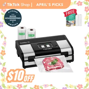 FRESKO AutoMax V8 Heavy Duty Vacuum Sealer Machine, Automatic Food Saver with Dry & Moist Modes, Built-in Cutter & Bag Storage, Includes Bags & Rolls