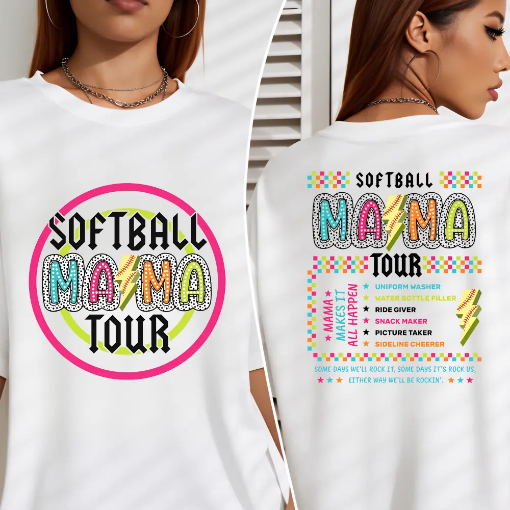Softball Mom Shirt, Dalmatian Dot Softball Mom Tour Shirt, Softball Mama Funny Tour Tshirt, Retro Softball Mom Tee, Motherhood Mama T-Shirt