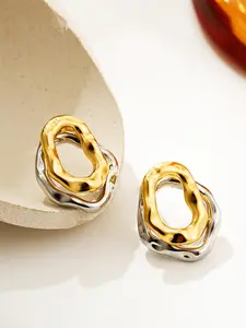 Women's Stainless Steel Ear Studs, Flat Back Earrings, Geometric Design, Casual Style, All-Season Wear, Perfect for Daily Use & Parties