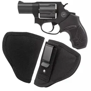 IWB Tuckable Gun Holster for Concealed Carry Fits 38 J Frames LCR Airweight Bodyguard Charter Arms Rossi Taurus Snub Nose 2" Revolvers Black