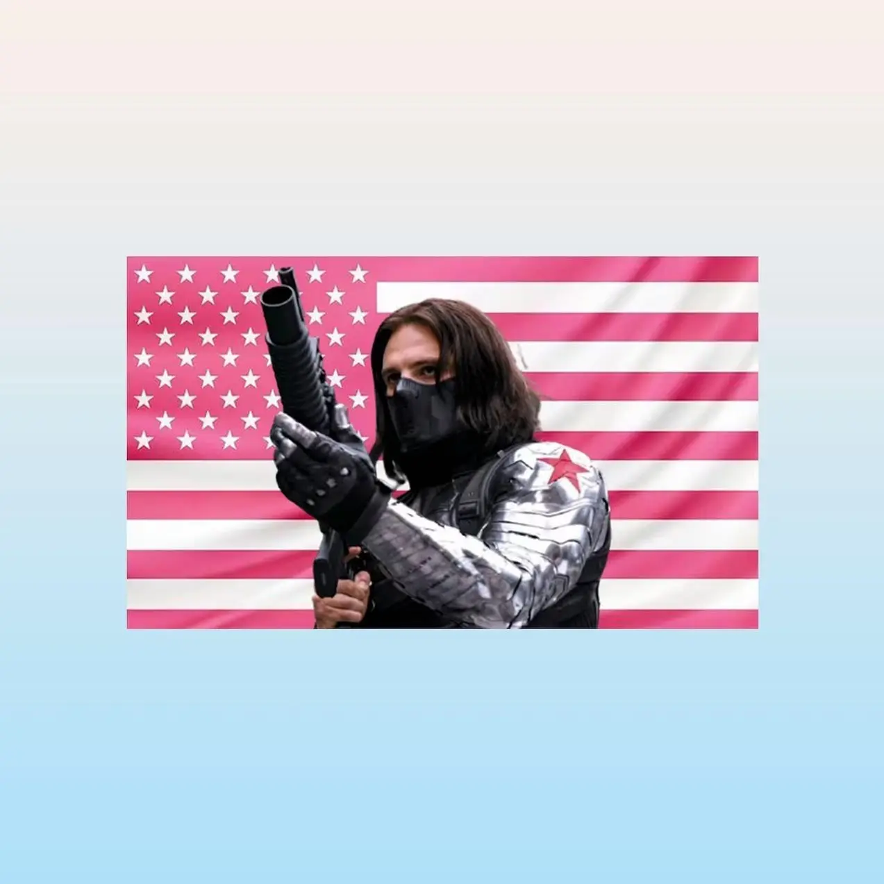 Bucky Barnes Pink American Flag Tapestry – Marvel Wall Art | Winter Soldier Fan Decor | Aesthetic Pink Flag | Superhero Room Gift