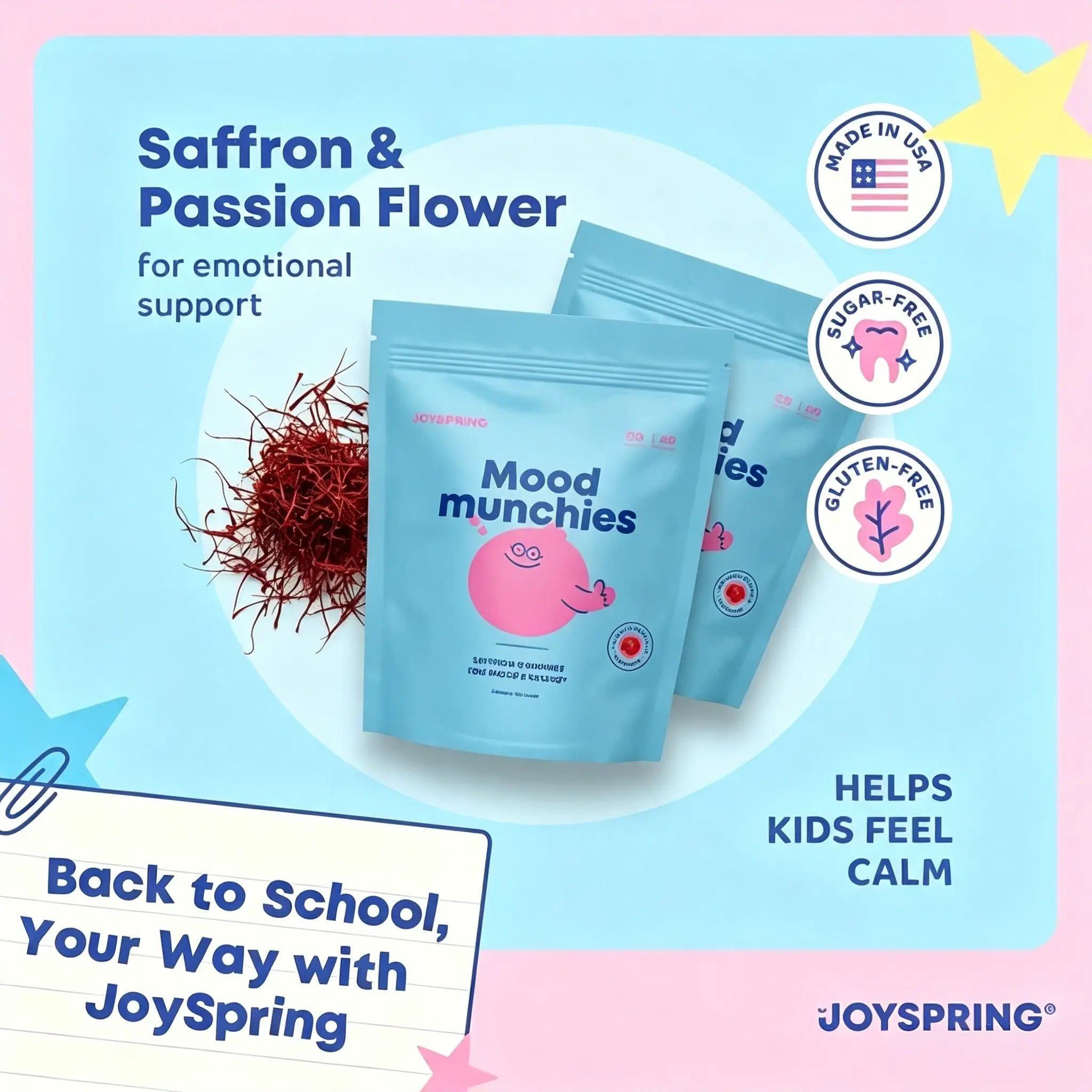 JoySpring Saffron Mood Munchies Gummies – Plant-Based Saffron Formula for Daily Wellness Designed to Support Mood and Focus