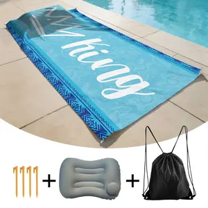 Beach Towel Pillow Set, Inflatable Pillow & Beach Pins, Drawstring Bag Included, Perfect for Summer Vacations, Comfortable & Durable