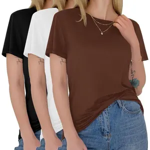 3 Pack Women's T-Shirts, Crew Neck Short Sleeve Soft Basic Tees, Casual Trendy Spring Summer Tops for Ladies 2026