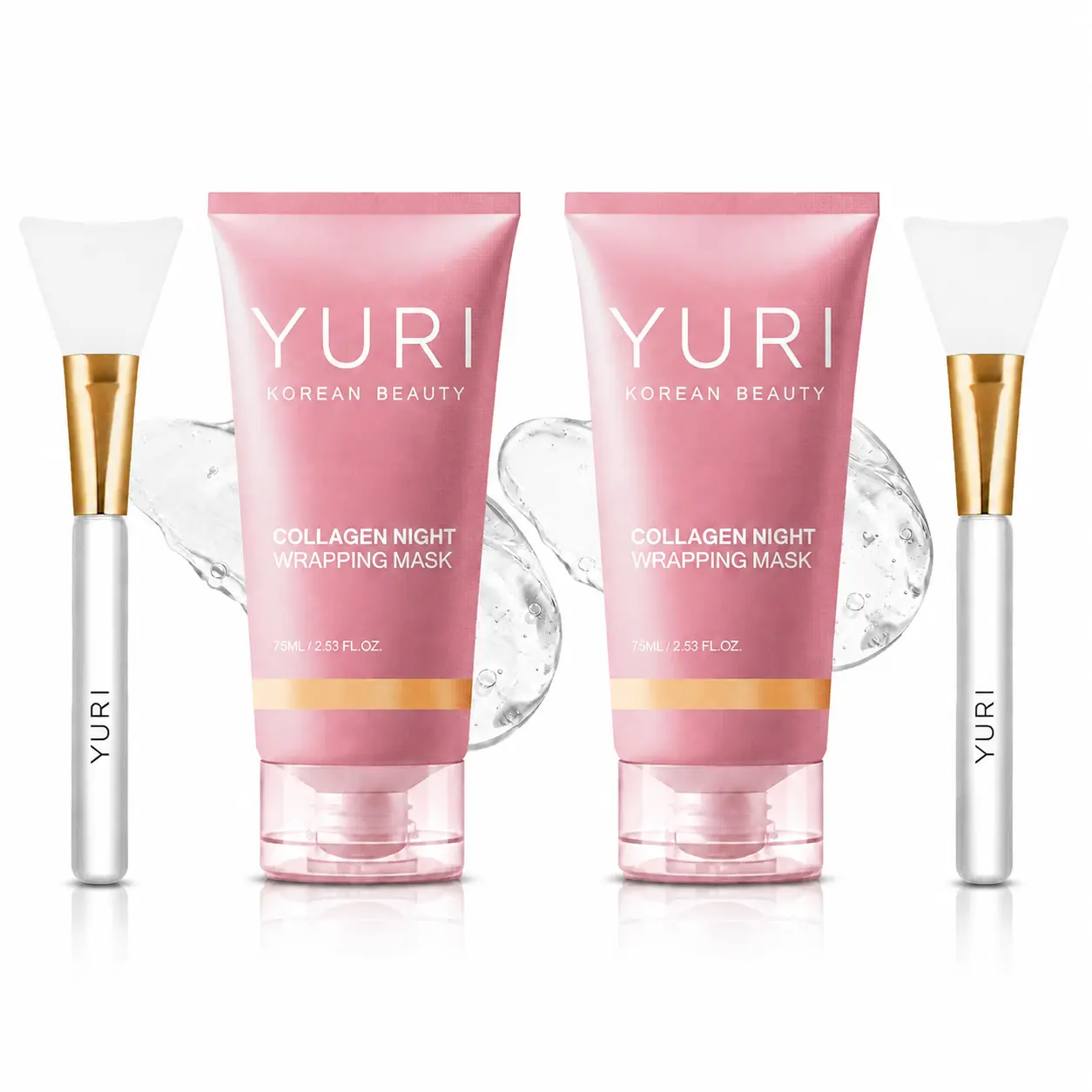 YURI Collagen Night Wrapping Mask, Collagen Overnight Glass Skin Peel Off Face Mask, Elasticity & Hydration Care, Restored Balance & Ongoing Renewal, All Skin Types Skincare (2.53 fl.oz)
