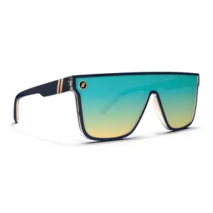 Blenders SciFi Night City Sunglasses – Polarized Aqua Champagne Rainbow Lens, Gloss Slate Frame, 100% UV Protection, Medium-Large Fit