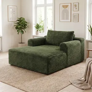 Oversized Plush Chaise Lounge Sofa Indoor, Corduroy Upholstered Boneless Sofa Bed, Deep Seat Sleeper Couch Reading Chairs, apartment furniture, For Living Room, No Assembly Required soft