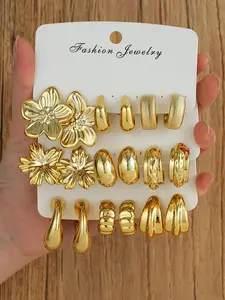9 Pairs Boho Earring Set Earring Stacks, Elegant Vintage Floral Heart Drop Earrings, Perfect for Daily Wear, Party, Beach, Birthday Gifts