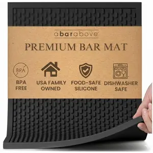 Heavy Duty Bar Mat, Food Safe Silicone Mat for Bartending and Coffee, Commercial Strength Bartender Accessories, Dish Drying Mats for Kitchen Counter, Barista Accessories