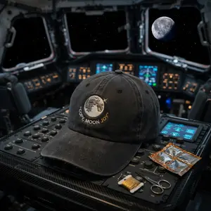 Embroidered Copy Moon Joy Quote Baseball Cap, Lunar Hat, Minimal Space Hat, Gift For Women, Trend Inspired Night Sky Fashion Statement