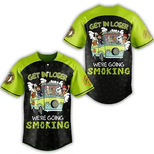 Neko Jerseys Club Get In Loser Dog Detective Style Cartoon Baseball Jersey Retro Anime Vibes All-Over Print 100% Polyester V-Neck Short Sleeves Customizable