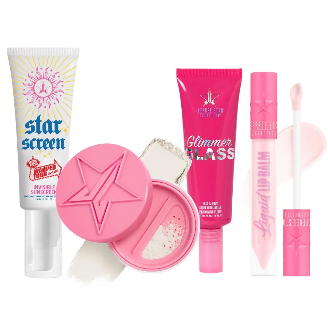 Amusement Park Essentials Kit - Star Screen Invisible Sunscreen SPF30, Magic Star Setting Powder Luminous 'Translucent', Liquid Lip Balm 'Star Drip', Glimmer Glass 'Jealous Ice'
