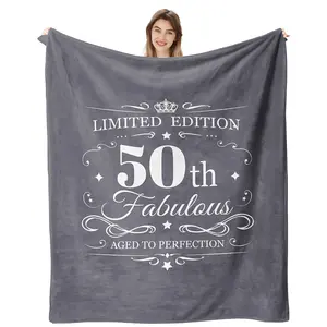 1PC 50th birthday gift blanket for her, 50th birthday gifts for women, happy 50th birthday gifts for women, 50th birthday gift ideas for mom or grandma, 50th birthday gifts, Cozy Throw Blanket