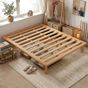 Empune Full Platform Bed Base - 14 Inch Solid Wood Mattress Foundation with Support Slats and Legs, Full-Size Rubberwood Simple Bed Frame
