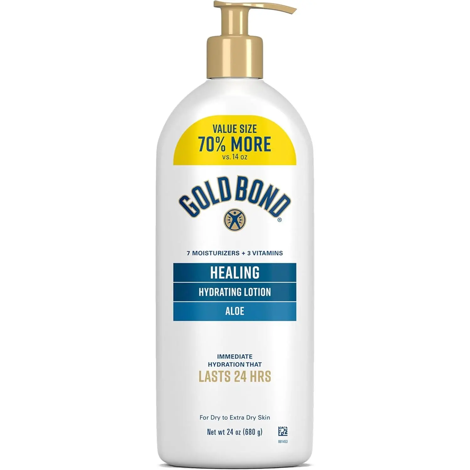 Gold Bond Ultimate Healing Hydrating Body Cream - 24 Oz Family Size Pump, Body Care Lotion with Aloe, Moisturizing Blend & Glycerin, Non-Toxic Non-Greasy Dermatologist-Tested, 24-Hour Nourishing Repair for Dry to Extra Dry Adult Skin, Light Scent, Daily